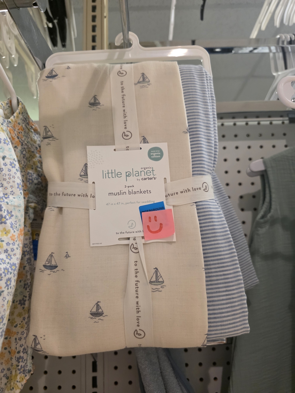 Cream & Blue Muslin Baby Blankets - 2-Pack